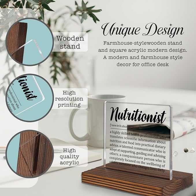 Nutritionist Gift for Women and Men, Thank You Desk Sign for Dietitian or - Image 3