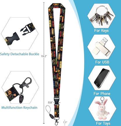 Floral Bookshelf Lanyards for ID Badges, Badge Holder - Image 5