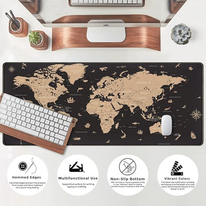 World Map Desk Mat Historical World Map Desk Pad Extra Large Computer Mouse Pad - Image 5