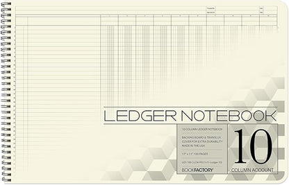 BookFactory Accounting Ledger Notebook/Large 10 Column Accounting Ledger by BookFactory