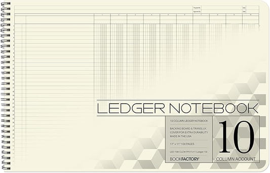 BookFactory Accounting Ledger Notebook/Large 10 Column Accounting Ledger by BookFactory