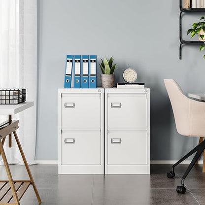 MIIIKO White 2 Drawer File Cabinet, Vertical Filing Cabinet - Image 6