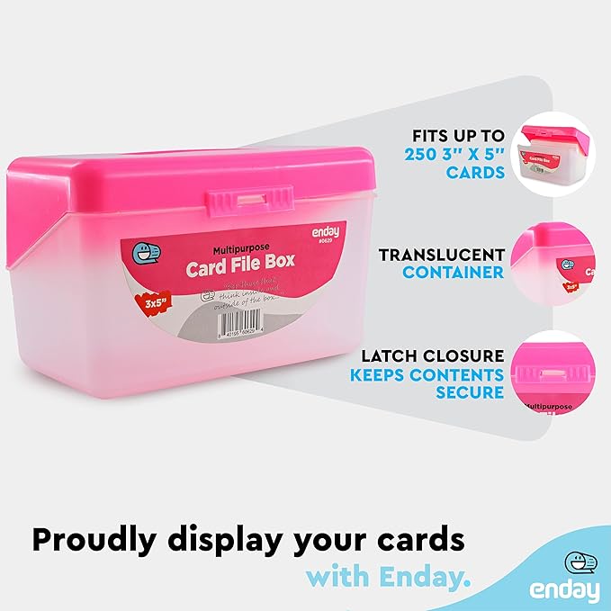 Enday Index Card Holder Pink, 3x5 Note Flash Card Organizer Case, Index Card - Image 3
