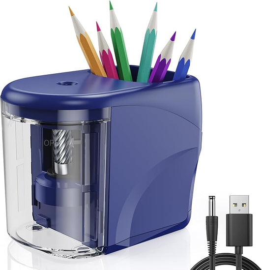Electric Pencil Sharpener Heavy-Duty Helical Blade Sharpener USB/Battery by RIYO+RIYO