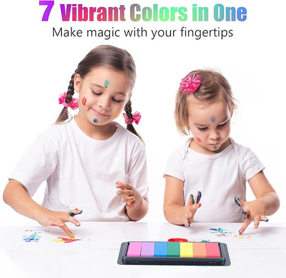 CraftyManor 7 Rainbow Colors Washable Stamp Pad Finger Paint, Latex Foam - Image 4