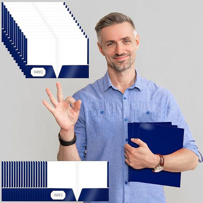 Jutom 50 Pcs 2 Pocket Glossy Paper Folders Glossy Paper Laminated Portfolios - Image 4