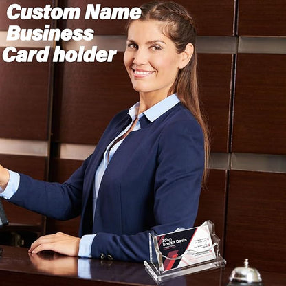 HJX Custom Business Card Holder Desk-Personalized Engraved Wooden Business Card - Image 6