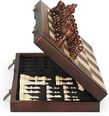 Magnetic Wooden Chess Set for Adults Kids 12'' Chess Board by Hurdaos