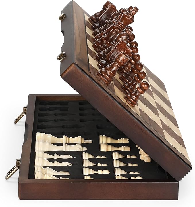 Magnetic Wooden Chess Set for Adults Kids 17'' Chess Board by Hurdaos