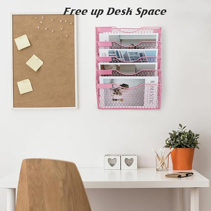 EASEPRES Mail Organizer Wall Mount Hanging File Holder Storage, Metal Chicken - Image 4