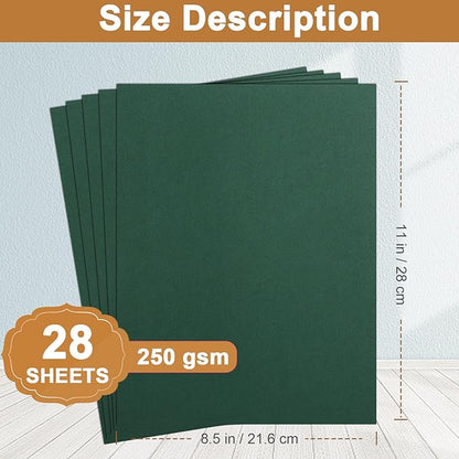 Silunkia 28 Sheets Dark Green Cardstock 8.5 x 11 Craft Paper, 92lb Heavyweight - Image 2