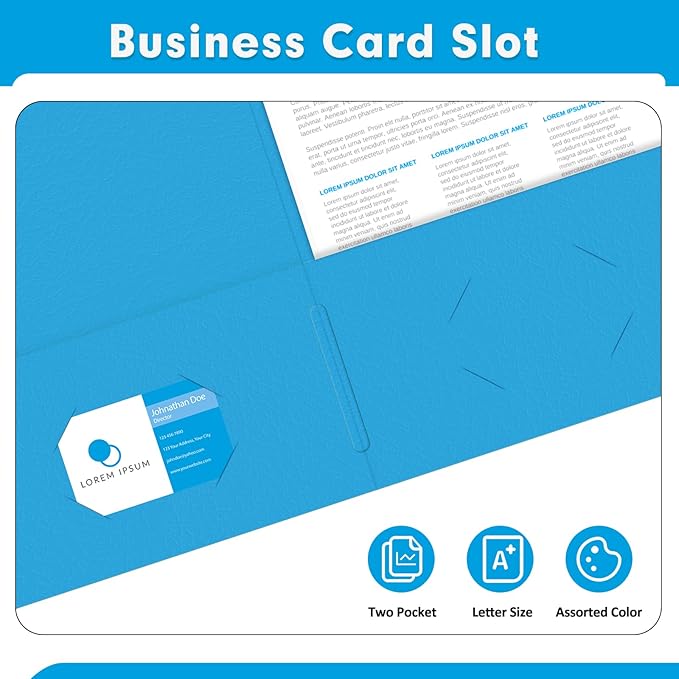 Two Pocket Folders, PANDRI 30 Pack 2 Pocket Folders, Letter Size Paper File - Image 5