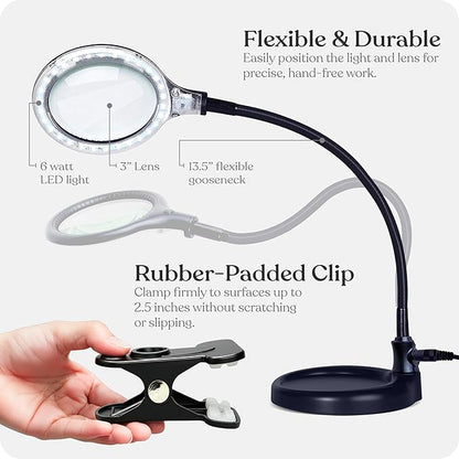 Brightech LightView Pro Flex 2 in 1 Magnifying Desk Lamp, 2.25x Light Magnifier - Image 5