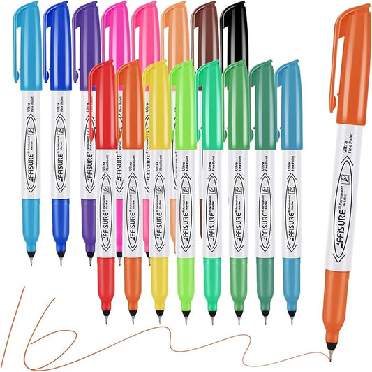 Affisure Permanent Markers, Ultra Fine Point Markers Set, 16 Assorted Colors by Affisure