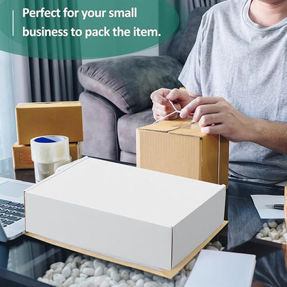Eupako 12x9x3" White Shipping Boxes Corrugated Box Mailers 20 Pack Cardboard - Image 4
