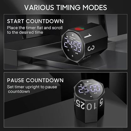 Digital Pomodoro Timer, Frosted Metal Productivity Cube Timer, 1.8 In LED - Image 5
