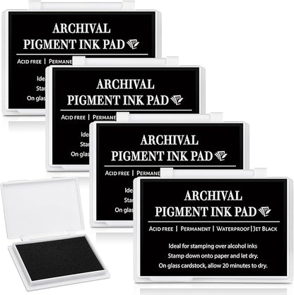MotiMind 4 Pcs Black Archival Pigment Waterproof Ink Pad by MotiMind