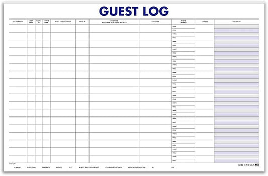 Guest Log Book for Automotive Dealerships – Customer Sign-in Tracking Log – 17" by Unknown