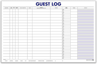 Guest Log Book for Automotive Dealerships – Customer Sign-in Tracking Log – 17" by Unknown