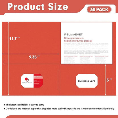 Two Pocket Folders, PANDRI 30 Pack 2 Pocket Folders, Letter Size Paper File - Image 2