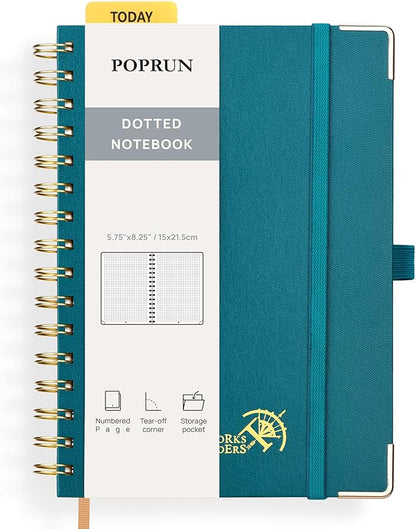 POPRUN Spiral Dotted Journal Notebook, by POPRUN