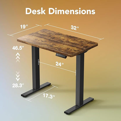 HUANUO 32" Small Electric Standing Desk Adjustable Height, 4 Memory Height - Image 2