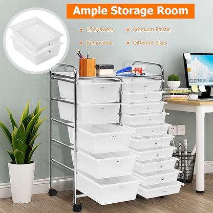 GLACER 15 Drawers Rolling Cart, Storage Cart - Image 6
