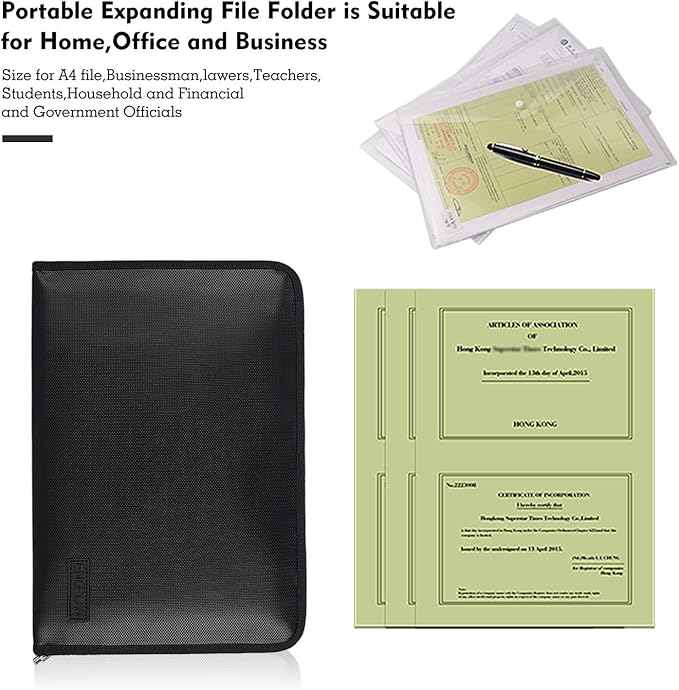 ENGPOW Fireproof File Folder Fireproof Fire and Water Resistant Money Document - Image 4