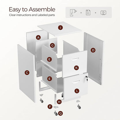 Kubohogar 2 Drawer Mobile File Cabinet - Image 6