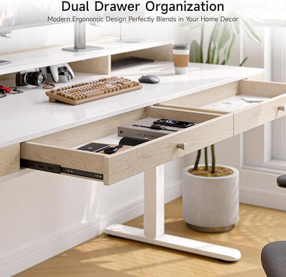 Standing Desk With Drawers, 47x23.6 Inch Electric Stand Up With Storage Shelf - Image 5
