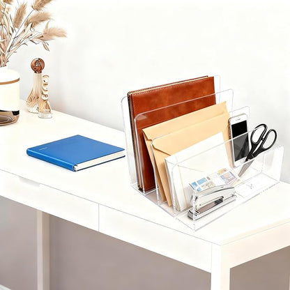 itechpanda Acrylic Mail Holder Clear File Sorter Desk Organizer Clean Desktop - Image 5