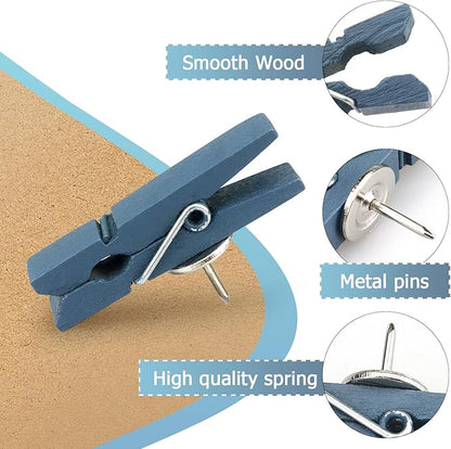 JOANCÉE 50 PCS Wooden Clips Colorful Push Pins Tacks - Image 4