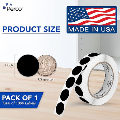 Perco Black 1-Inch Round Circle Dot Sticker Labels - Image 2