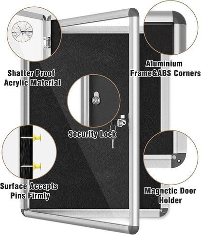 Mifuro 26"x20" Enclosed Bulletin Board, Lockable Weather-Resistant Aluminum - Image 3