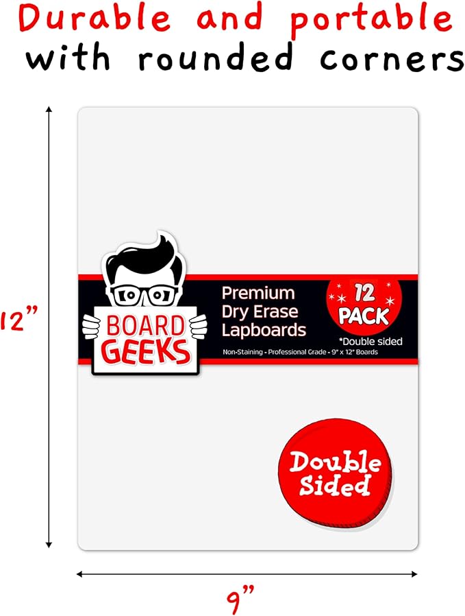 Board Geeks Bigtime 12 Pack 9x12 Classroom Whiteboards - Image 3