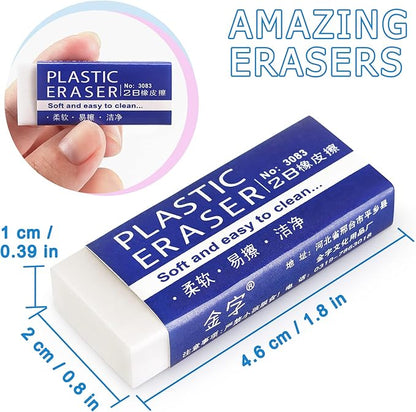 Tamaki 24 Pack Pencil Erasers, Large White Erasers - Image 2