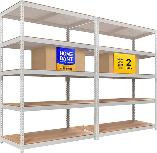HOMEDANT 5 Tier Storage Shelves Adjustable Laminated Boltless Garage Metal by TheBestOrganizingSolution