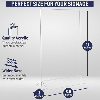 Acrylic Sign Holder 8.5 x 11, T-Shape Menu Holder - Image 2
