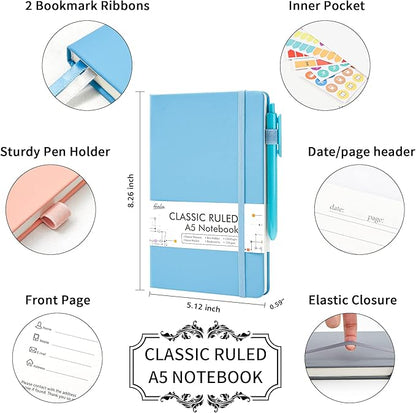 feela 5 Pack Notebooks Journals Bulk, Hardcover Classic Ruled Lined Journals - Image 2