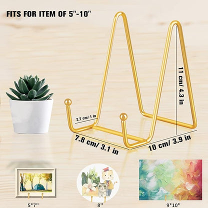 Decolore 4 Pack 4 Inch Display Stands Gold Plate Stands Metal Frame Holder Stand - Image 3