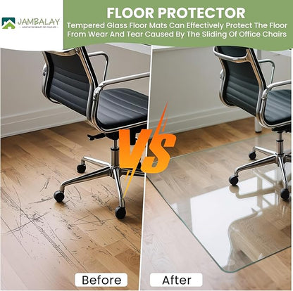 JAMBALAY 46″×36″ Tempered Glass Floor Mat, Heavy Duty Glass Office Chair Mat - Image 4