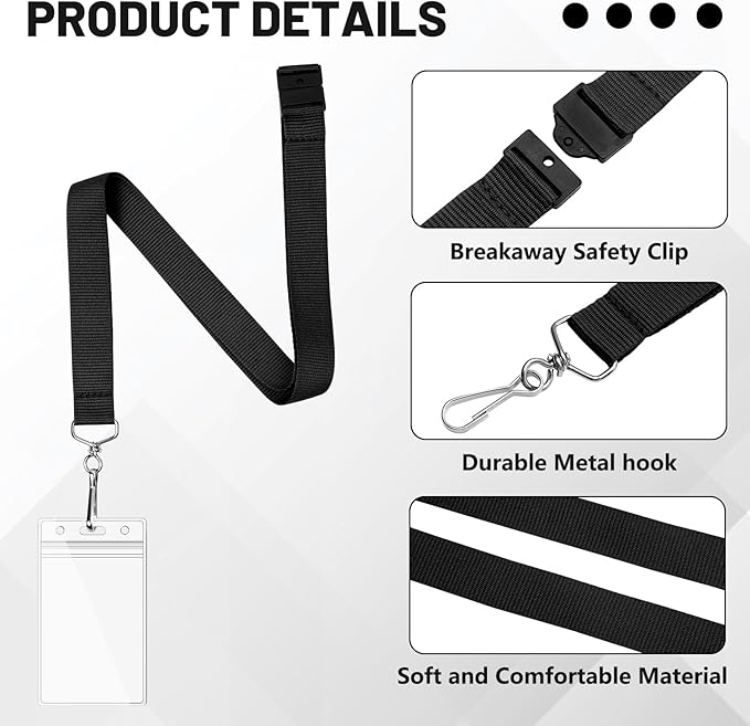12-Pack Black Breakaway Lanyards - Image 4
