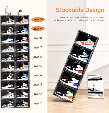 Amllas New 8 Pack Shoe Boxes Stackable, Large Shoe Storage Organizer - Image 6