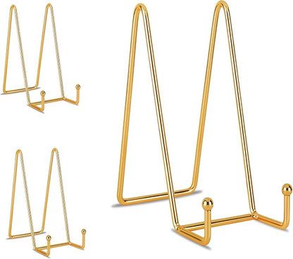 Decolore 8 inch 3 Pack Gold Plate Stands Table Top Easels Plate Holder Display by Decolore