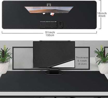 CENNBIE Leather Desk Mat Protector, 51.2" x 16" Extra Large Leather Office Desk - Image 2