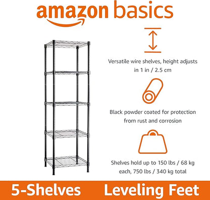 Amazon Basics 5-Shelf Tower Adjustable Storage Shelving Unit, 16 D x 16 W x 54 - Image 4