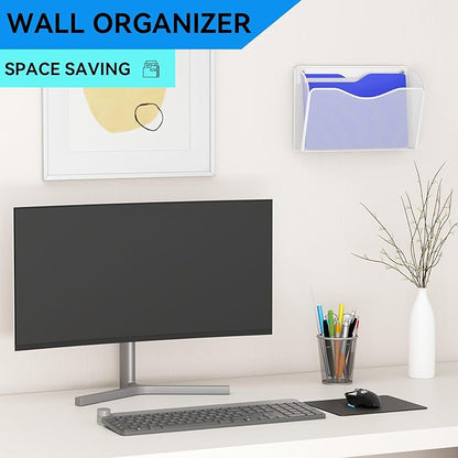 GDINDINFAN 3 Single Pocket Wall File Holder, Mesh Hanging File Folder Paper - Image 2