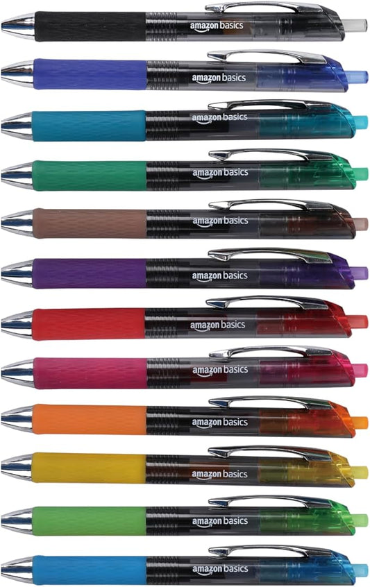 Amazon Basics Gel Pens Fine Point Smooth Writing Pens, Retractable, 12 Pack by AmazonBasics
