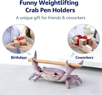 Desk Crab Pen Holder, Cute Weightlifting Crab Pencil Holder - Image 2