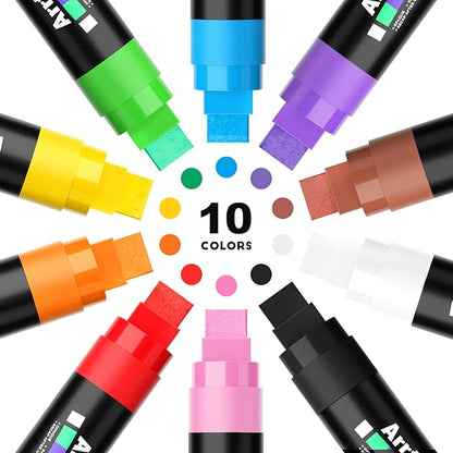 Arrtx 10-Piece Jumbo Acrylic Paint Markers, 15mm Felt Tip, Waterproof, DIY - Image 9